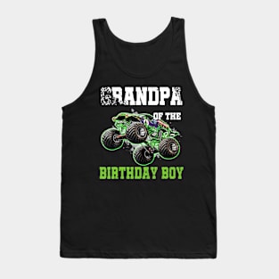 Grandpa Of The Birthday Boy Monster Truck Car Party Outfit Tank Top